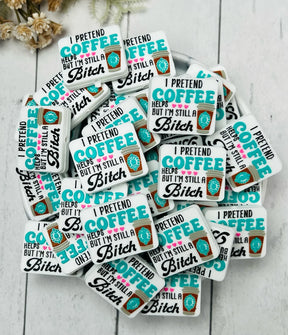 I Pretend Coffee Helps Focal Beads, Funny Quote Focal Beads for Pens