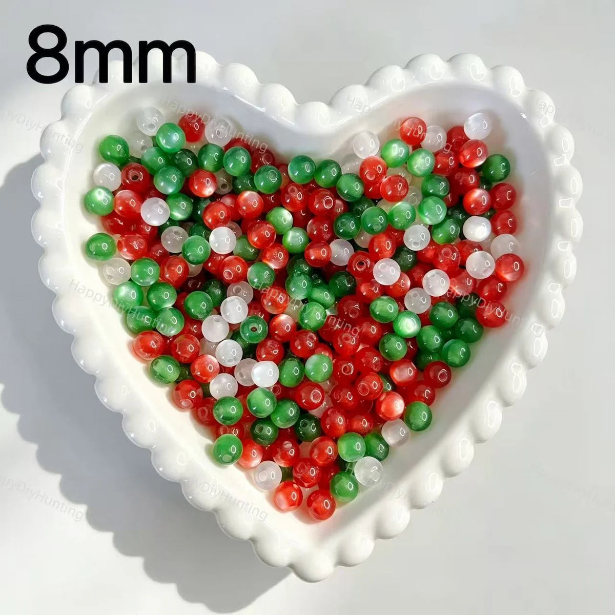 8mm mixed red green white translucent round acrylic beads for DIY beadable pens christmas jewelry crafts