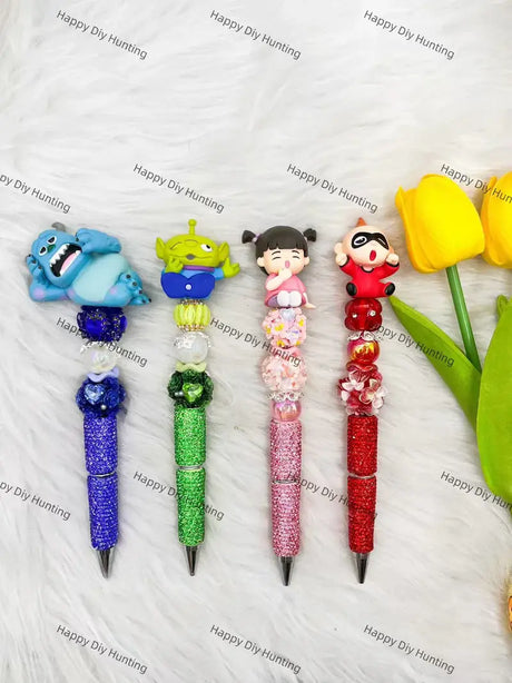 Alien Monster Pen Topper Assembled with Rhinestone Beadable Pen for Craft Showcase
