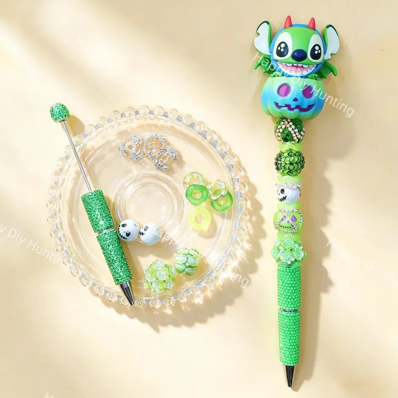 Halloween cartoon pumpkin beadable pen DIY kit, handmade craft supplies