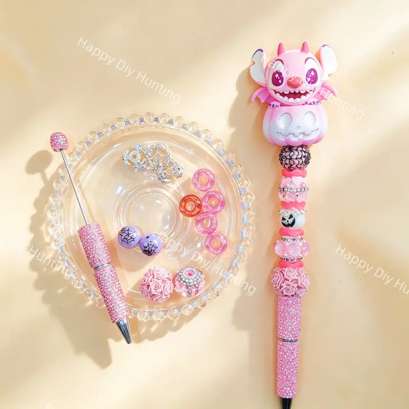 Halloween cartoon pumpkin beadable pen DIY kit, handmade craft supplies