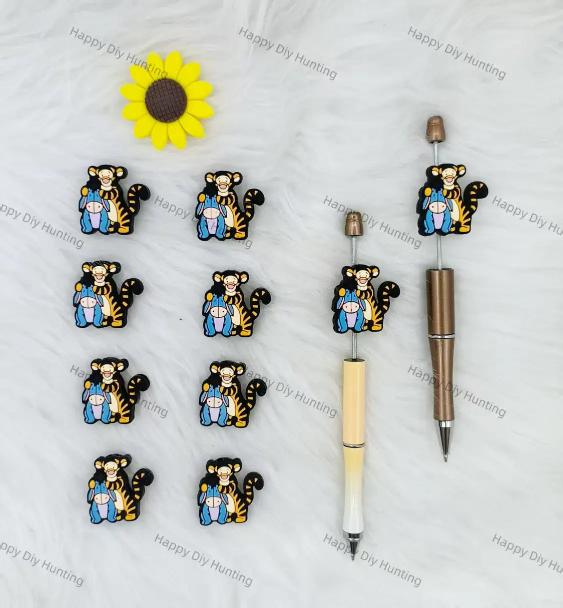 Handmade Beadable Pen with Cute Animal Friends Silicone Focal Beads
