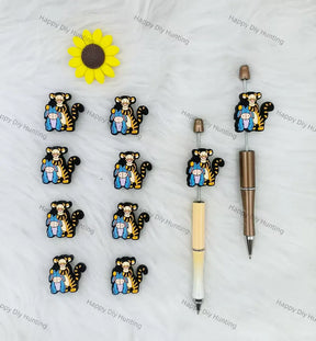 Handmade Beadable Pen with Cute Animal Friends Silicone Focal Beads