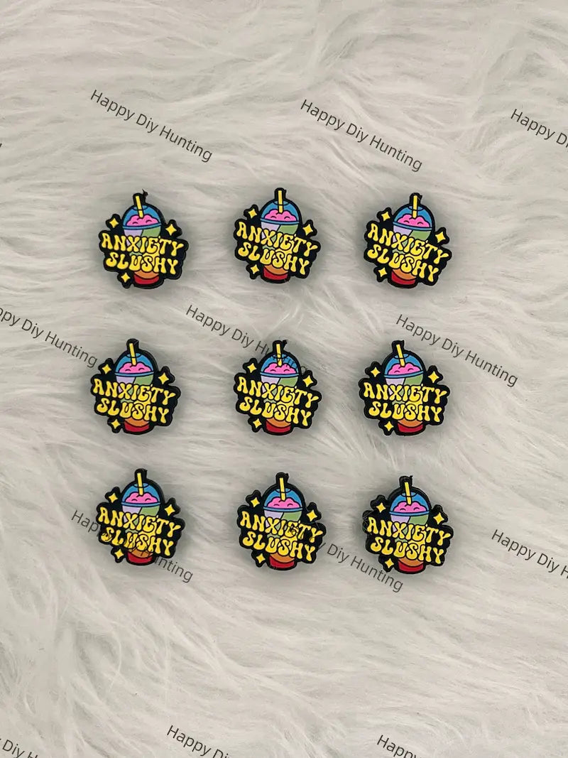 Anxiety Slushy Drink Silicone Focal Beads for Trendy Slogan Beadable Pen
