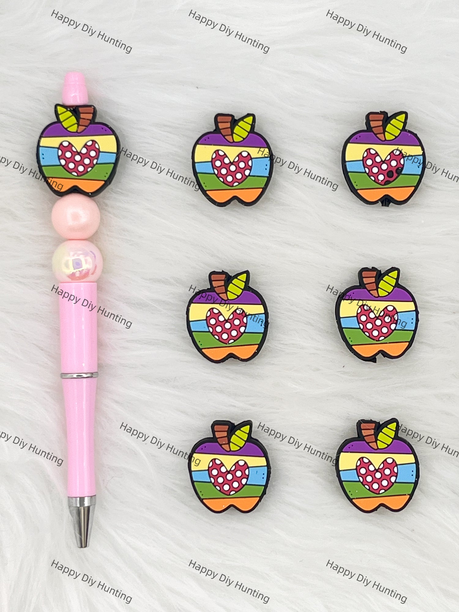 Apples With Love Silicone Focal Beads Wholesale, silicone focal beads for pens