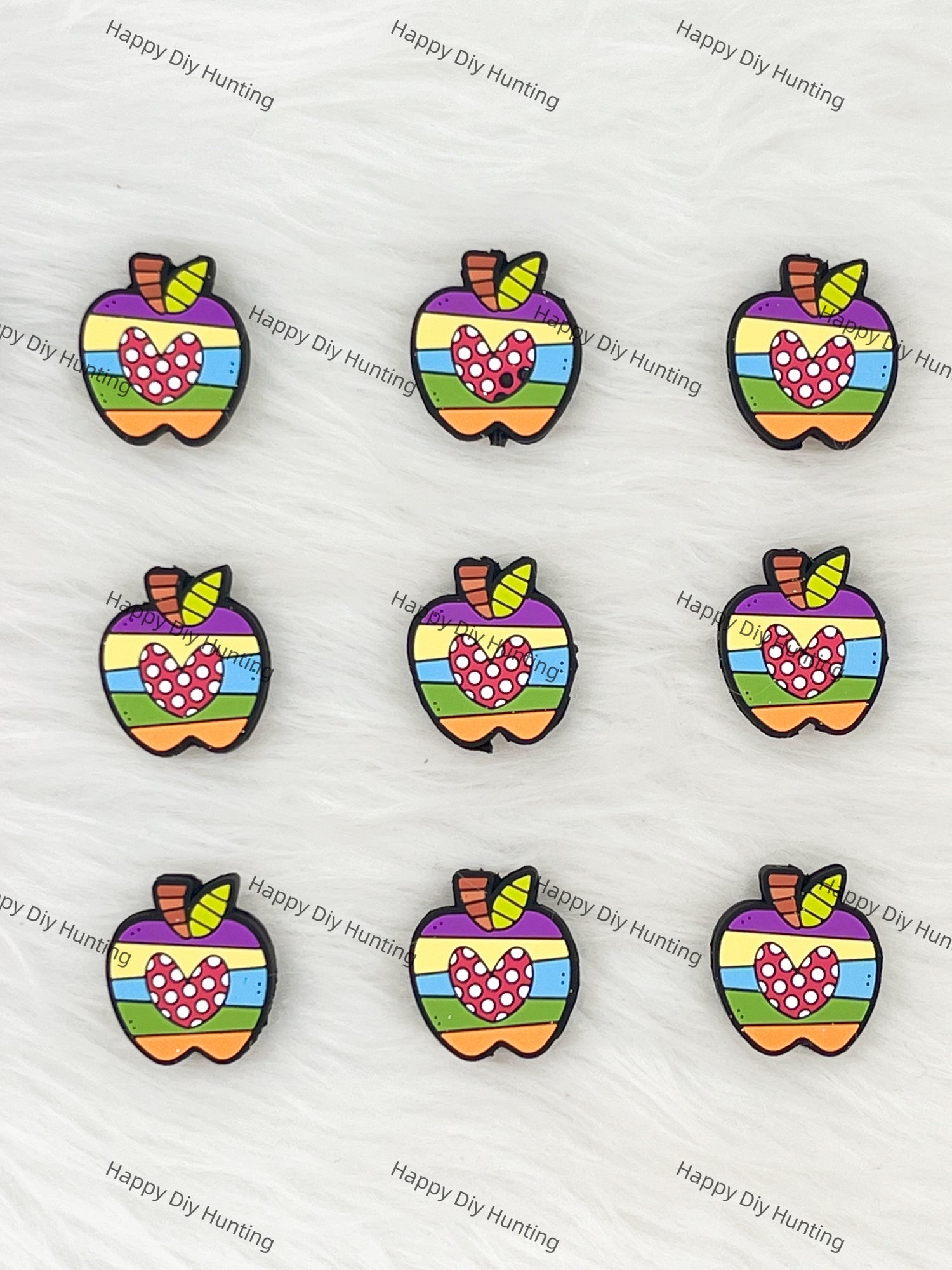 Apples With Love Silicone Focal Beads Wholesale, silicone focal beads for pens