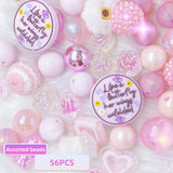 Assorted Beads  -  Light Pink Mix Beads with Like a  Butterfly Silicone Focals Beads