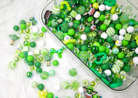 Assorted Beads with Green Alien Silicone Focal Beads