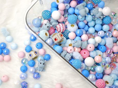Assorted Beads with Happy Hippo Silicone Focal Beads