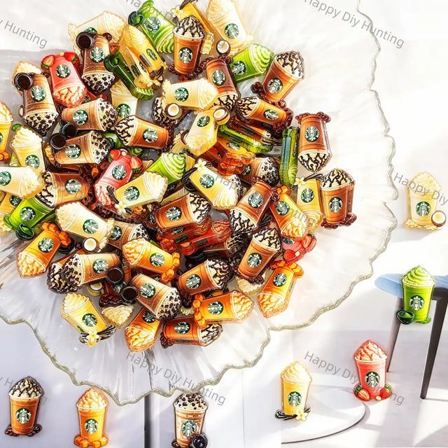 mixed assorted frappe iced coffee cup acrylic focal beads for diy beadable pen craft wholesale