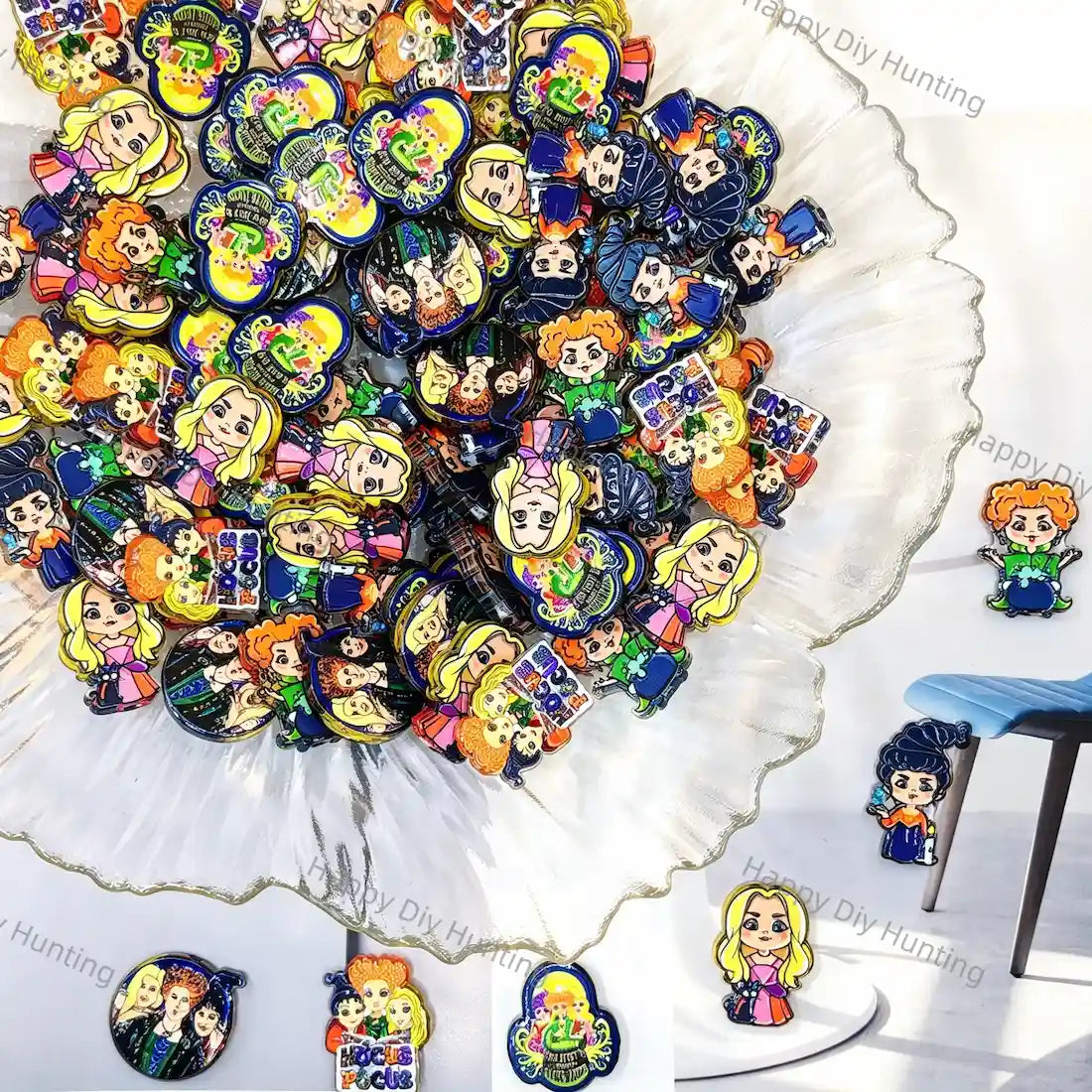 mixed assorted halloween cartoon witch character acrylic focal beads for diy beadable pen craft wholesale