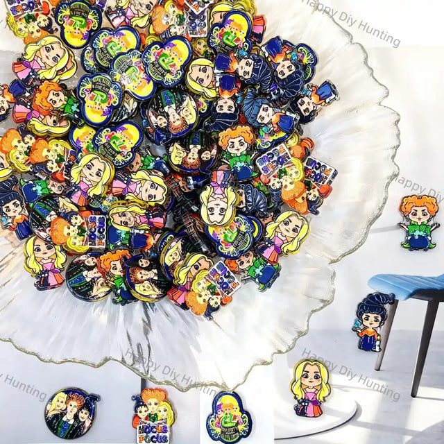 mixed assorted halloween cartoon witch character acrylic focal beads for diy beadable pen craft wholesale