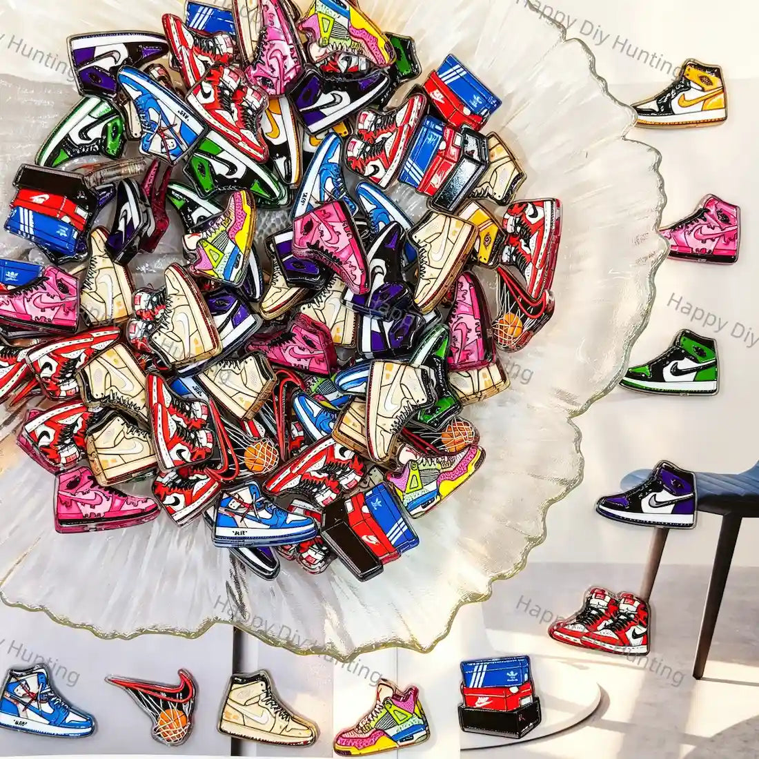 mixed assorted multicolor high top sneaker acrylic focal beads for diy beadable pen craft wholesale