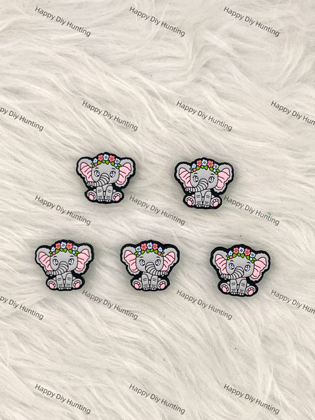 Baby Elephant Wearing A Wreath Silicone Focal Bead