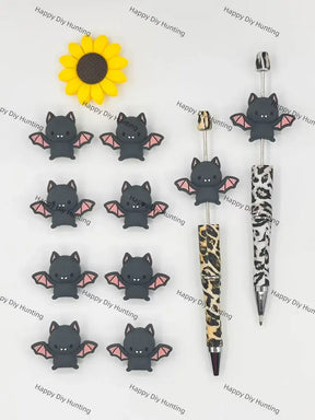 Handmade Beadable Pen with 3D Cute Bat Silicone Beads