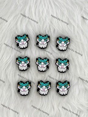 Big Bow Tie Cow Silicone Focal Beads for Farm Animal Beadable Pen