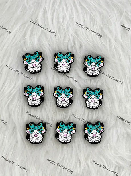 Big Bow Tie Cow Silicone Focal Beads for Farm Animal Beadable Pen