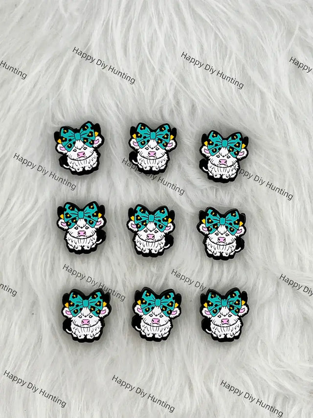Big Bow Tie Cow Silicone Focal Beads for Farm Animal Beadable Pen
