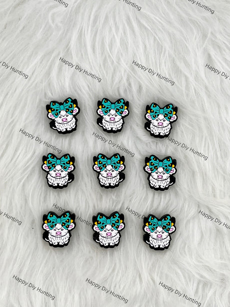 Big Bow Tie Cow Silicone Focal Beads