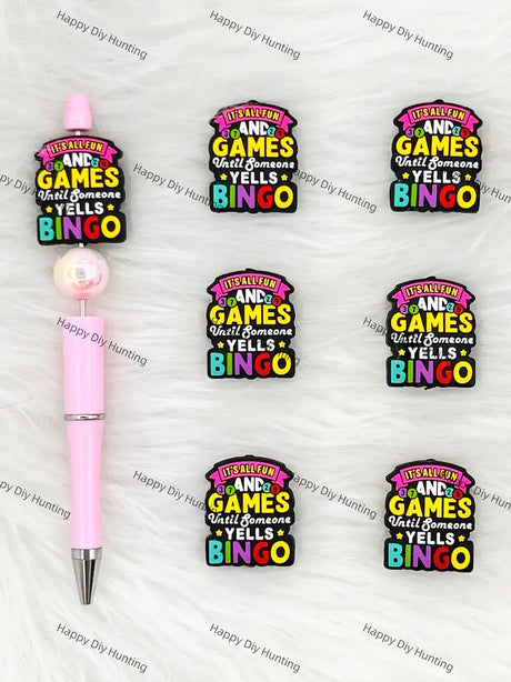 Handmade Beadable Pen with Bingo Fun Silicone Beads