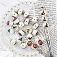 Iridescent Pearlescent White Bird Wing Football Graphic Print Large Hole Acrylic Beads For DIY Beadable Pen Craft Wholesale