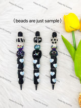Black And Blue CC Heart Designer Rhinestone Pen