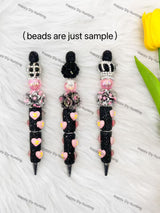 Black And Pink CC Heart Designer Rhinestone Pen