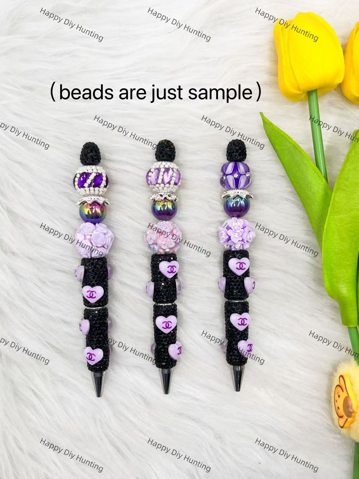 Black And Purple CC Heart Designer Rhinestone Pen DP-004