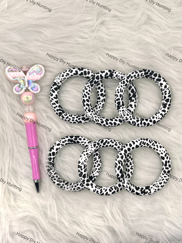 Black And White Beadable Silicone Ring Car Hanger Charm Loop