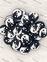 Black And White Sun And Moon Wolf Silicone Focal Beads Wholesale, silicone focal beads for pens