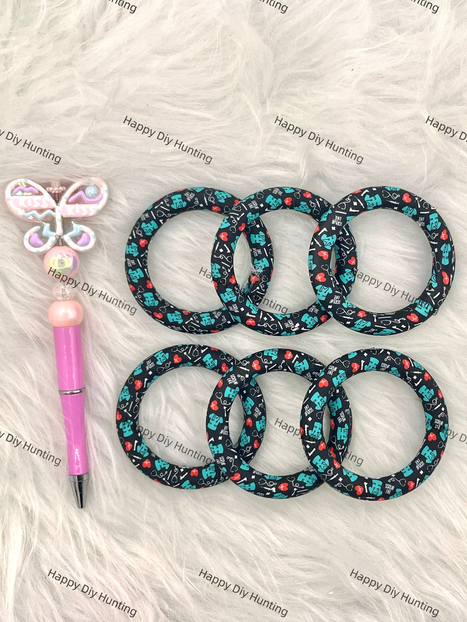 Black Beadable Silicone Ring Car Hanger Charm Loopa