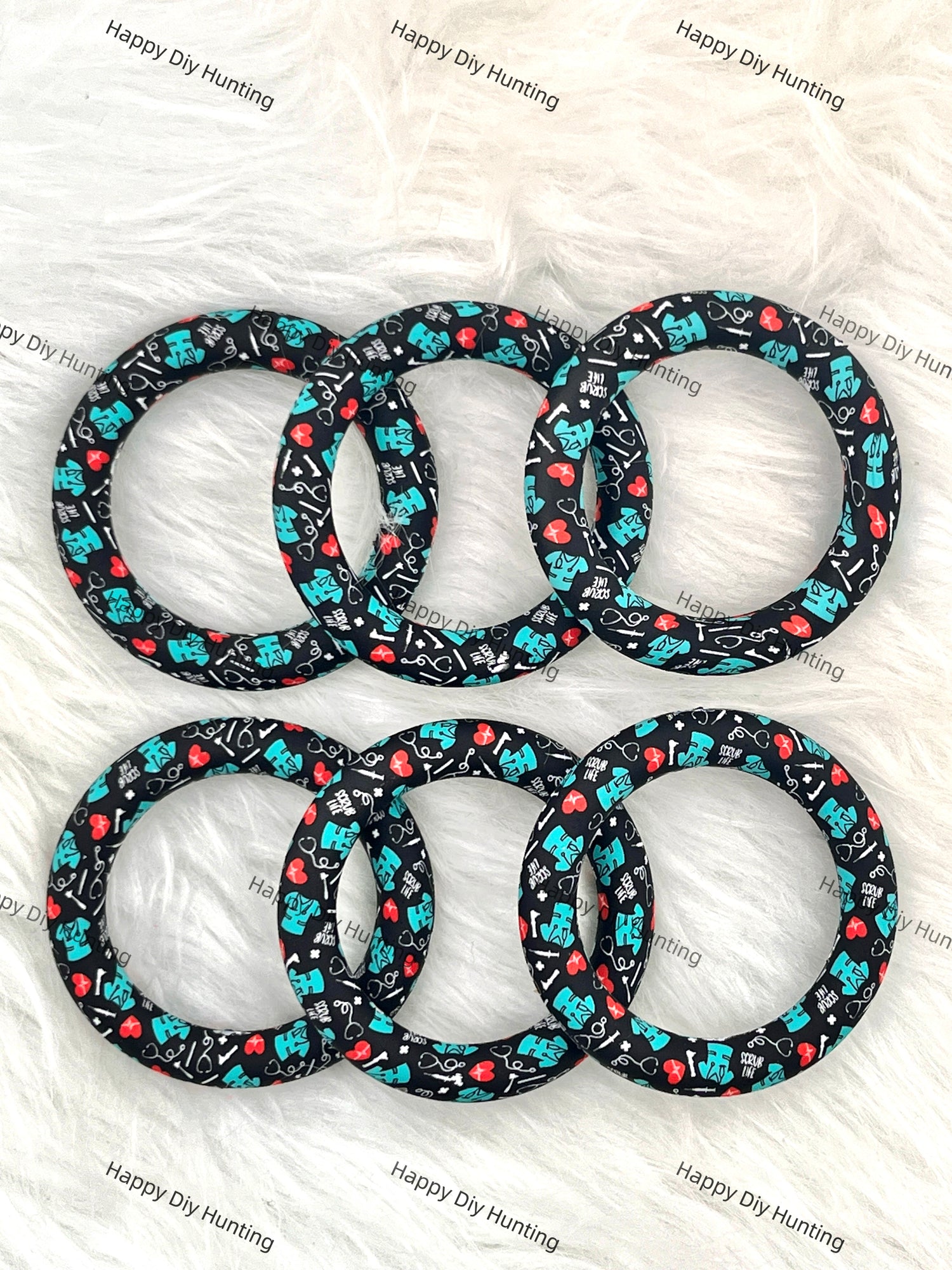 Black Beadable Silicone Ring Car Hanger Charm Loopa