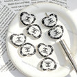 Elegant Black Floral Border White Flat Heart Acrylic Focal Beads, Double Sided Decorative Acrylic Beads For DIY Beadable Pen Keychain Bracelet Handmade Craft Supplies