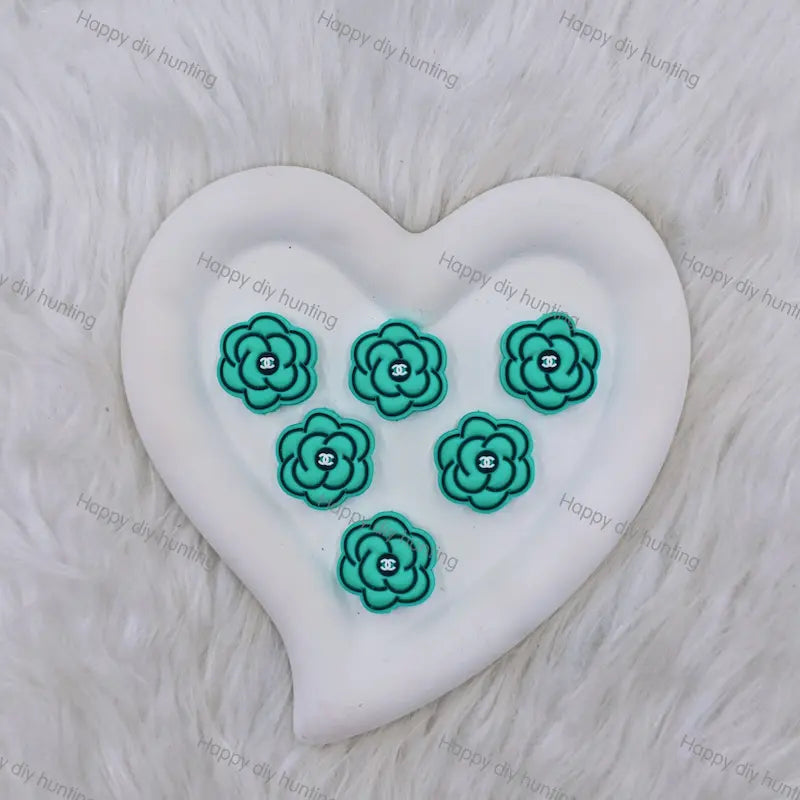 Black Green Floral CHANEL Silicone Focal Beads For DIY Beadable Pens