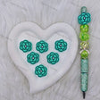 Black Green Floral CHANEL Silicone Focal Beads For DIY Beadable Pens