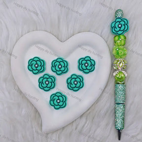 Black Green Floral CHANEL Silicone Focal Beads For DIY Beadable Pens