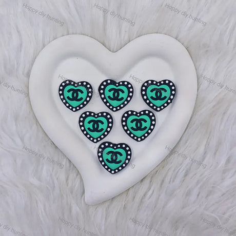 Black Green Heart CHANEL Silicone Focal Beads For DIY Beadable Pens