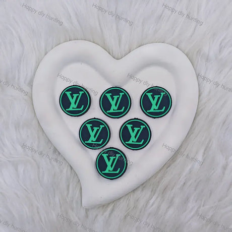 Black Green Round LV Silicone Focal Beads For DIY Beadable Pens