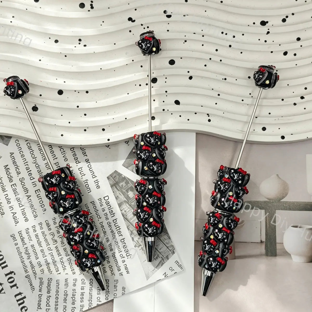 Black Heart LV Beadable Pens Wholesale,Matches All Focal Beads & Pen Toppers
