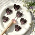 Black Pink Diamond Pattern Heart Silicone Focal Beads, large hole decorative beads for DIY beadable pen, 