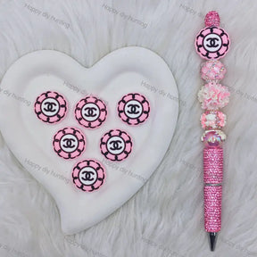 Black Pink Round CHANEL Silicone Focal Beads For DIY Beadable Pens2