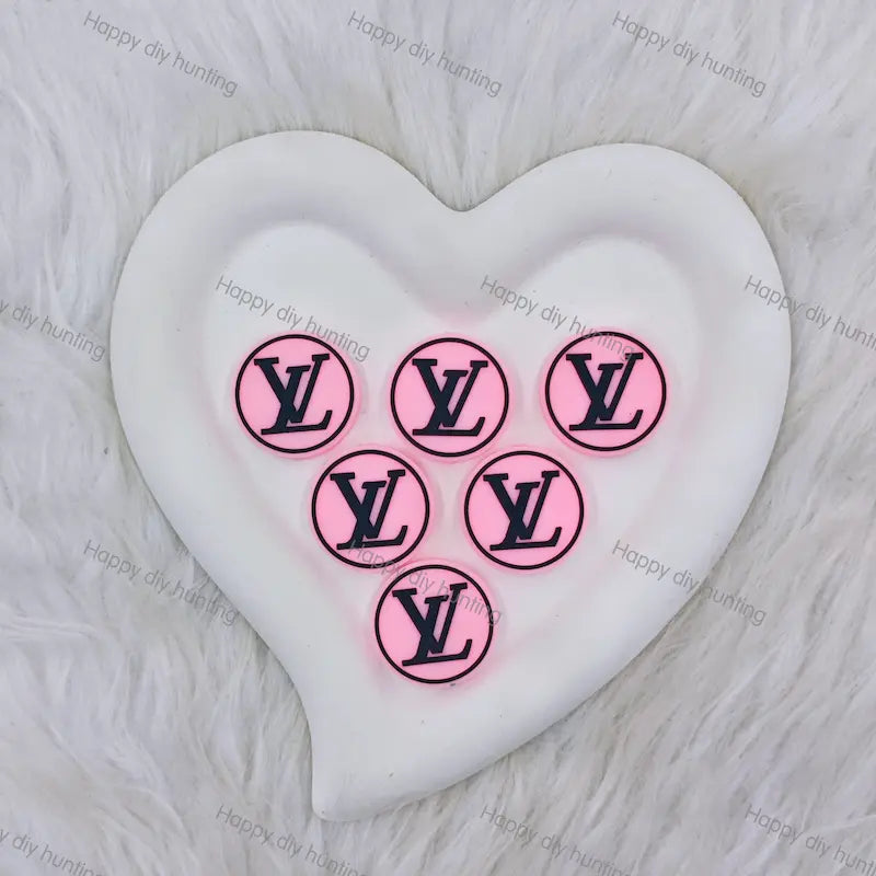 Black Pink Round LV Silicone Focal Beads For DIY Beadable Pens
