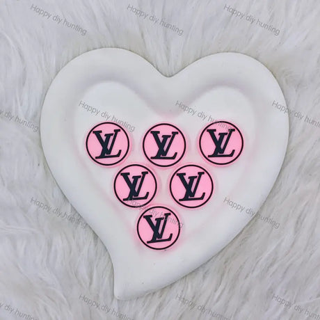 Black Pink Round LV Silicone Focal Beads For DIY Beadable Pens