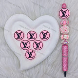 Black Pink Round LV Silicone Focal Beads For DIY Beadable Pens
