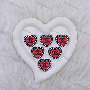Black Red Heart CHANEL Silicone Focal Beads For DIY Beadable Pens