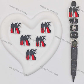 Black Red High Heel LV Silicone Focal Beads For DIY Beadable Pens