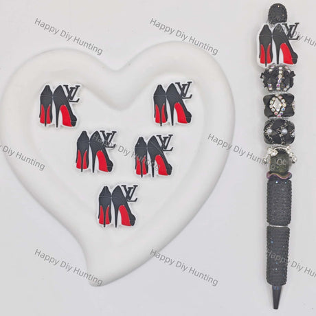 Black Red High Heel LV Silicone Focal Beads For DIY Beadable Pens