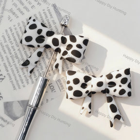 black white dalmatian spot bow silicone focal beads for diy beadable pen & handmade craft wholesale