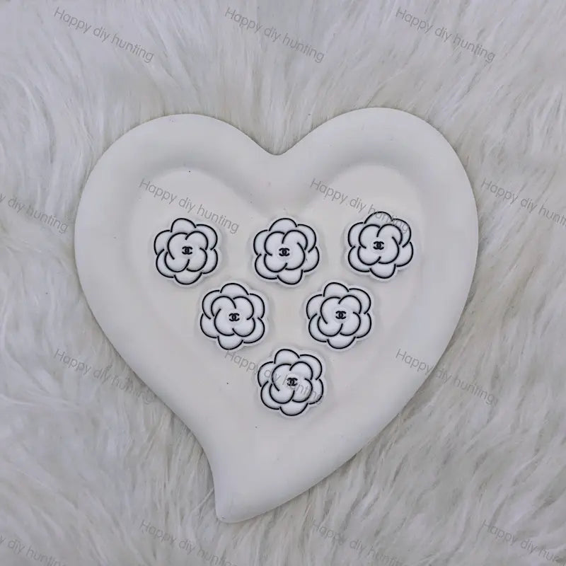 Black White Floral CHANEL Silicone Focal Beads For DIY Beadable Pens