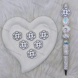 Black White Floral CHANEL Silicone Focal Beads For DIY Beadable Pens
